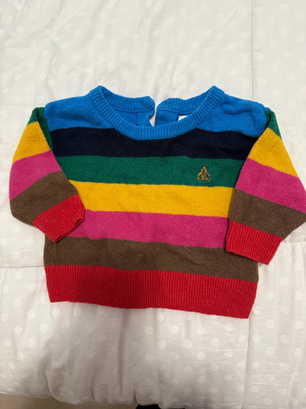 GAP Multicolor Striped Crewneck Sweater — Blue, Green, Yellow, Pink, Brown, Red